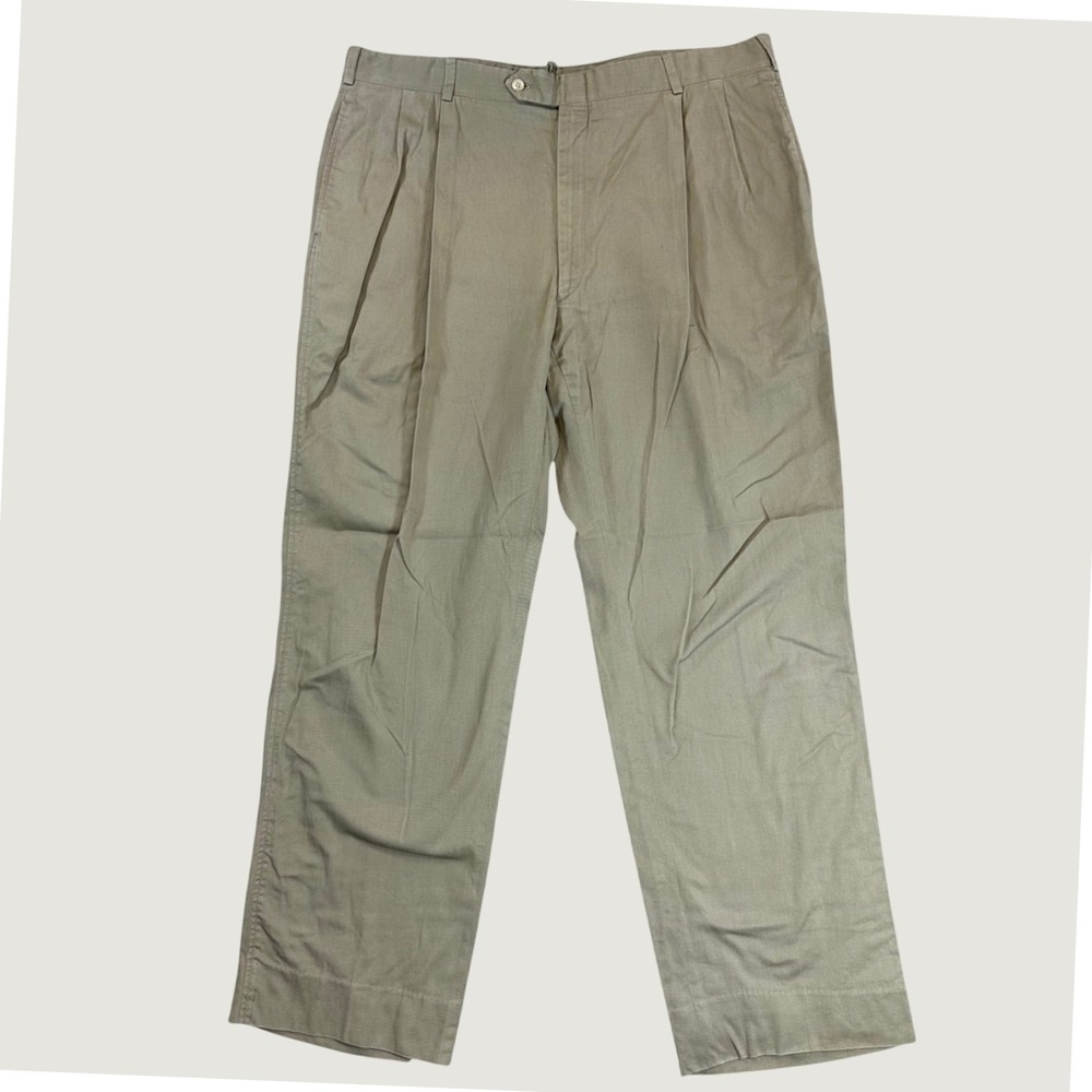 Vintage‎ Saks Fifth Avenue Pleated Chino Pants Men's 38x32 Tan Khaki Trousers